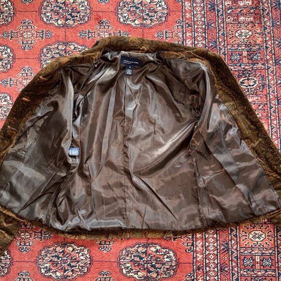 Jones New York Signature M Brown Corduroy Paisley Print Boho Jacket - Picture 8 of 10